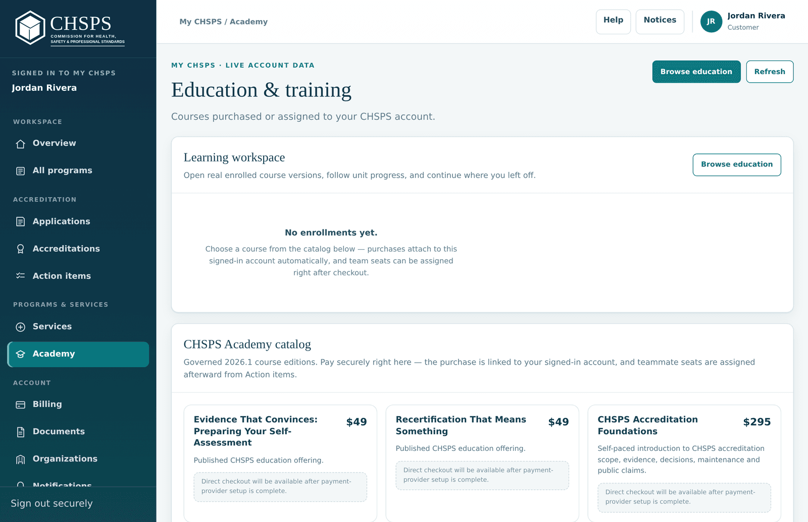 The Academy education catalog inside My CHSPS